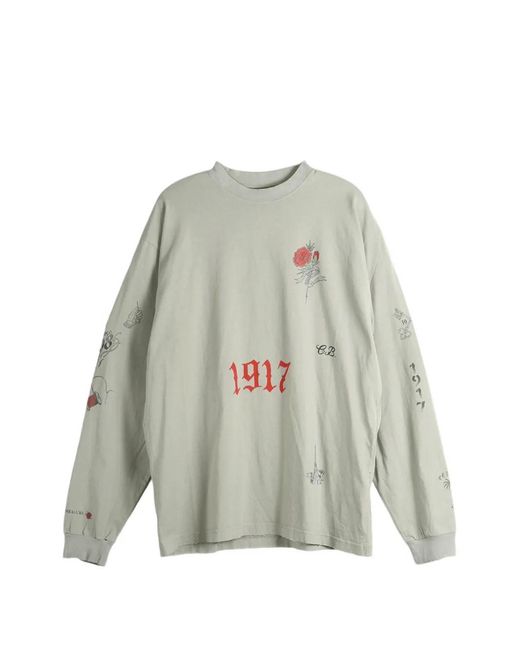 Balenciaga White Graphic-Print Long-Sleeve T-Shirt for men