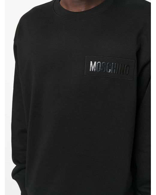 Moschino Black Logo-Print Organic Cotton Sweatshirt for men