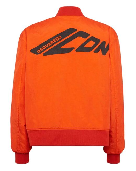 DSquared² Orange Logo-Print Bomber Jacket for men