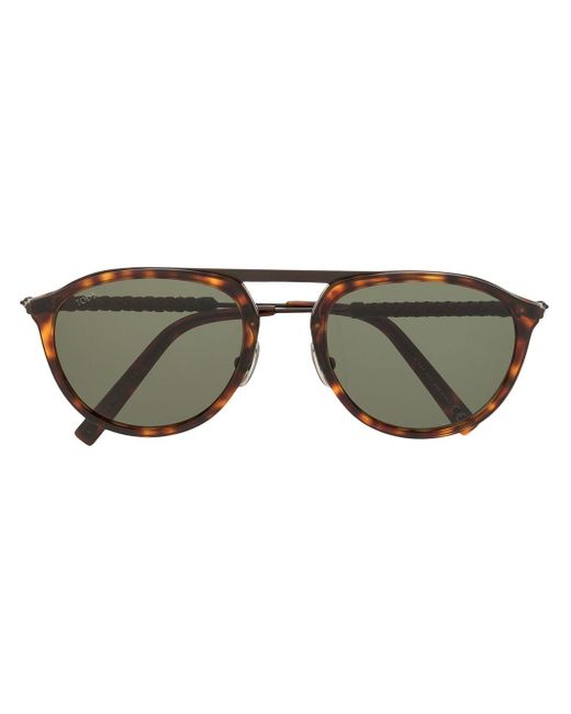 Tod's Brown Tortoiseshell Pilot-frame Sunglasses for men