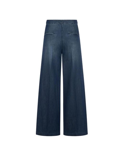 Seductive Blue Button Fastening Palazzo Pants