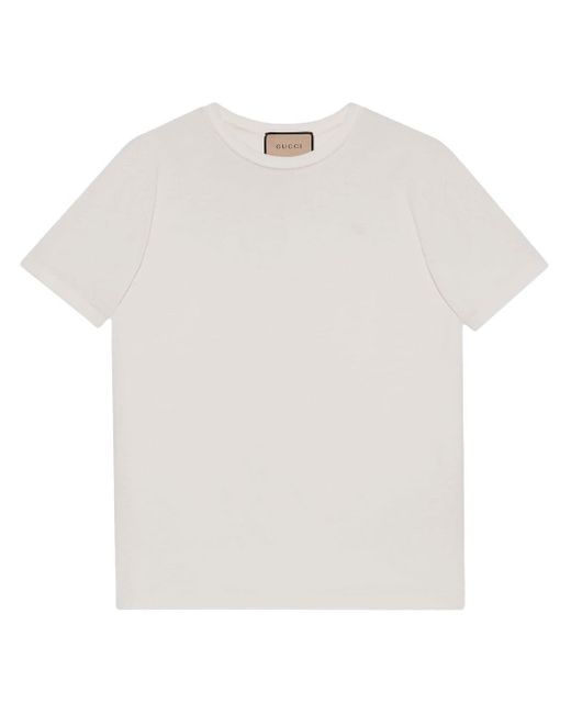 Gucci White Logo-embroidered Short-sleeve T-shirt for men