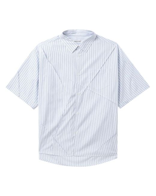 Undercover Gestreept Katoenen Overhemd Met Gekreukt Detail in het White voor heren