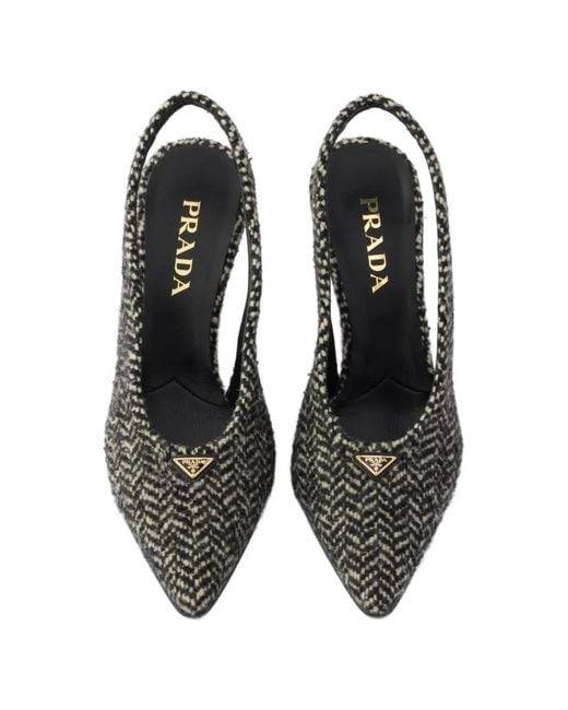 Prada Metallic Chevron Slingback Pumps