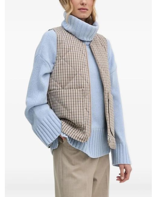 Barbour Blue Checked Quilted Vest