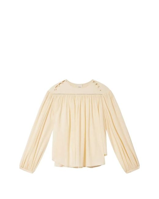 Isabel Marant Natural Nuna Silk Fluid-Fit Blouse