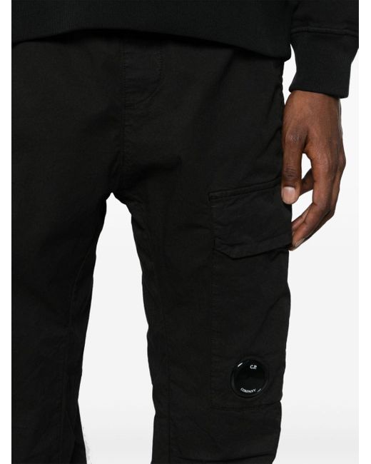 C P Company Black Lens-detail Cargo Trousers for men