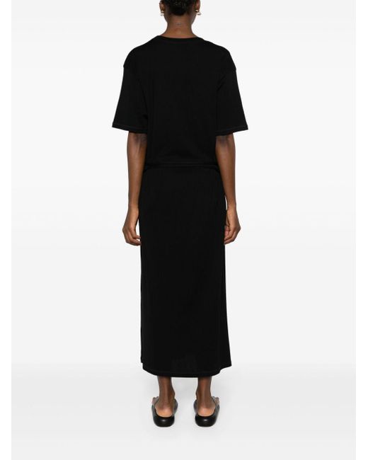 Lemaire Ribgebreide Maxi-jurk Met Ceintuur in het Black