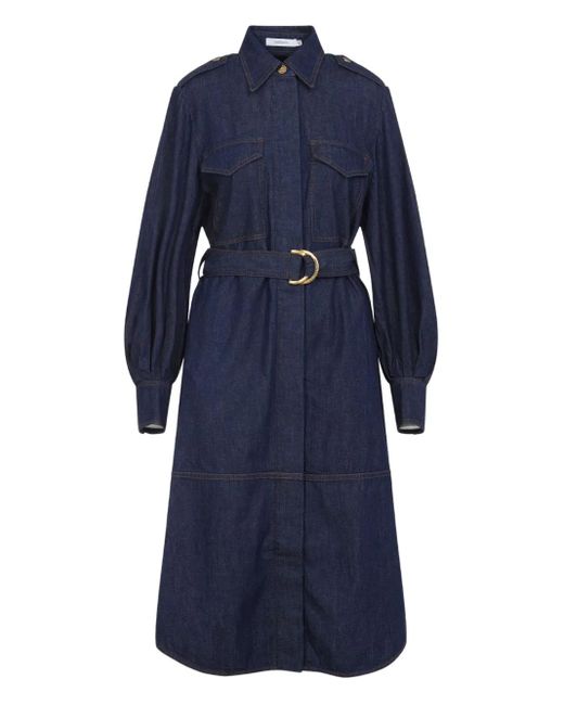 Zimmermann Blue Belted Denim Shirt Dress