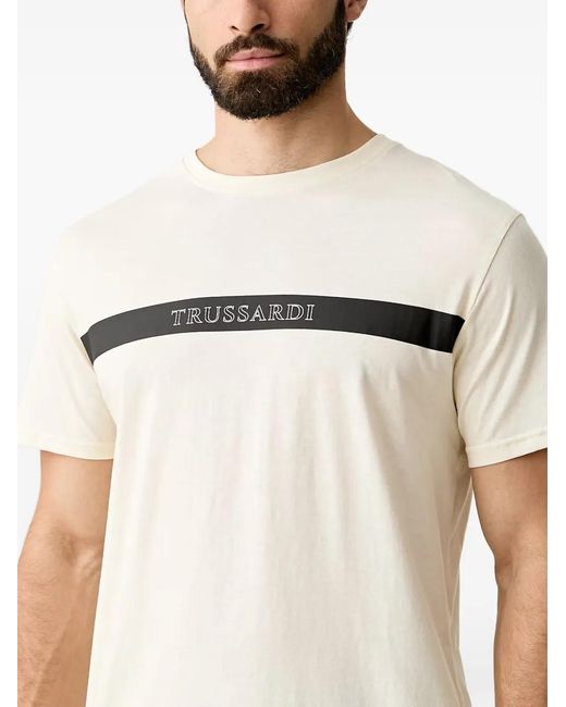 Trussardi White Logo-Print Crew-Neck T-Shirt for men