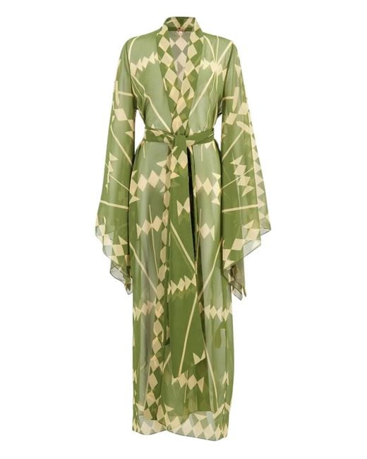 Johanna Ortiz Green Maxikleid mit geometrischem Print