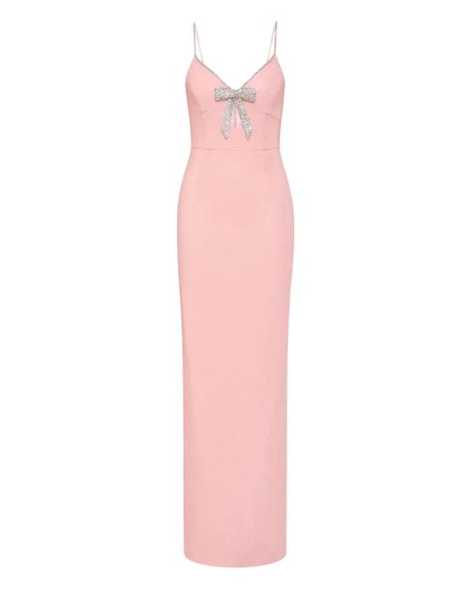 Rebecca Vallance Pink Loxley Sequinned Bow-Detail Maxi Dress