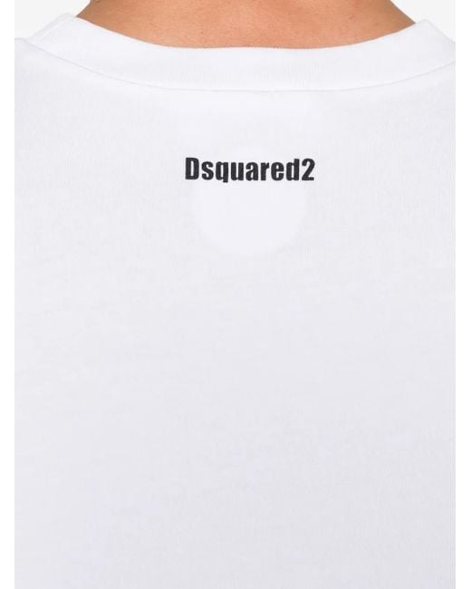 T-Shirt En Coton À Logo Imprimé DSquared² pour homme en coloris White