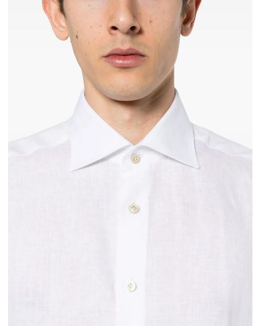 Kiton Popeline-Hemd Aus Leinen in White für Herren