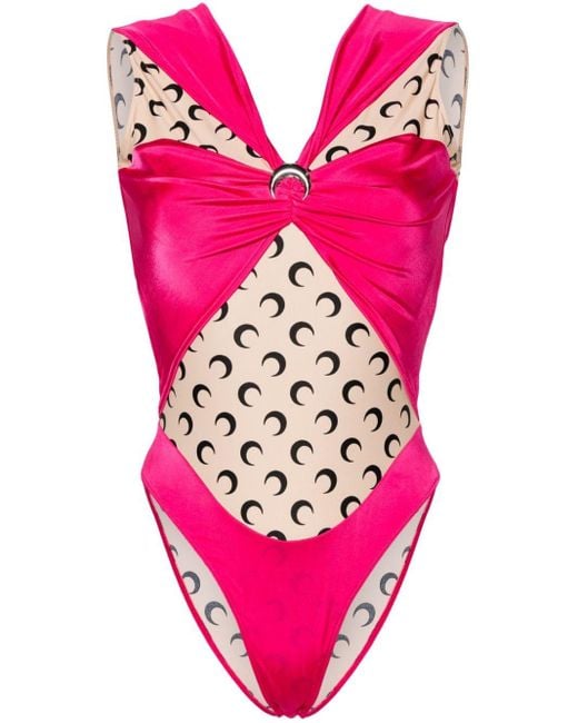 Body con design a pannelli di MARINE SERRE in Pink