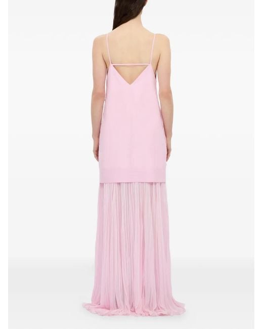 MSGM Pink Studded Pleated Asymmetric Dress