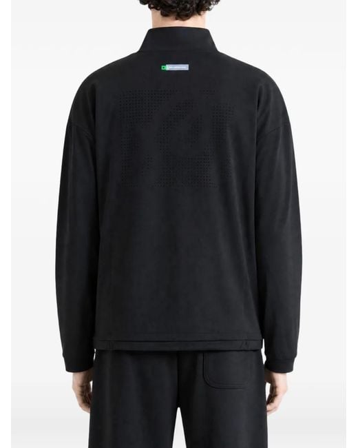 Malbon Golf Black Quarter-Zip Logo-Print Sweater for men