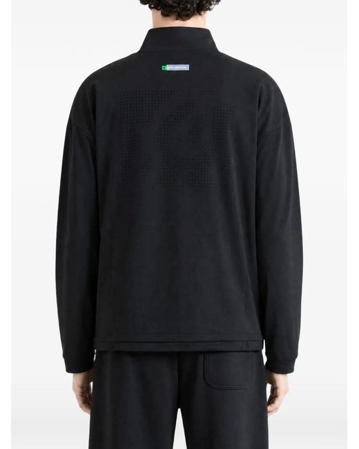Malbon Golf Black Quarter-Zip Logo-Print Sweater for men