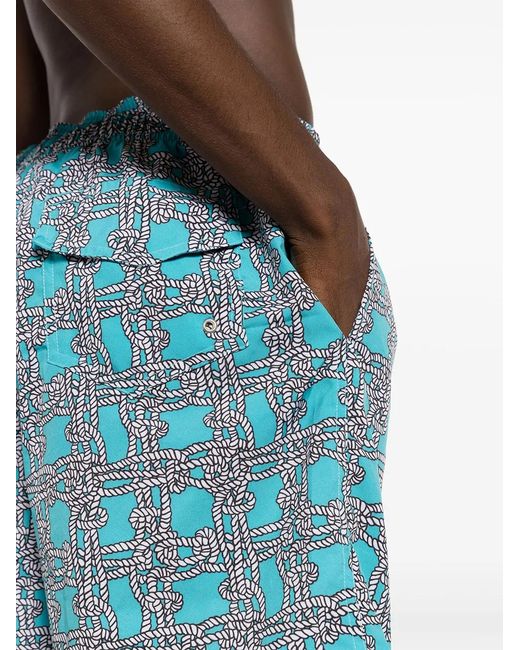 Amir Slama Blue Knot-Print Swim Shorts for men