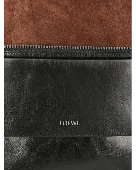 Loewe Black Large Switch Leather Suede Tote Bag for men