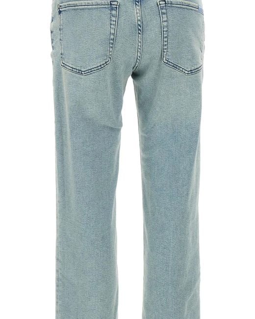 7 For All Mankind Blue Faded Straight-Leg Jeans