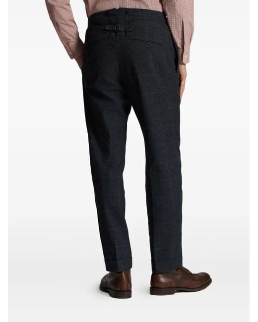 RRL Blue Checked Button-Fastening Trousers for men