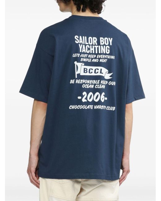 Chocoolate Blue Anchor-print Cotton T-shirt for men