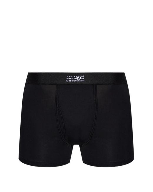 MM6 by Maison Margiela Black Logo-Waistband Boxer Briefs for men