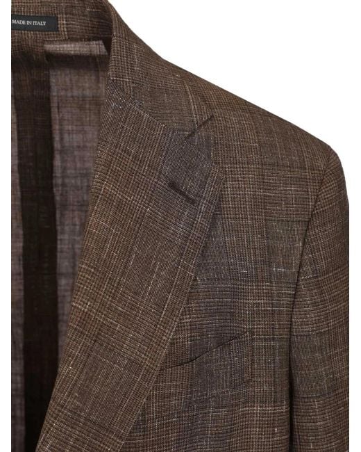 Al Duca D'aosta Brown Prince Of Wales-Check Blazer for men