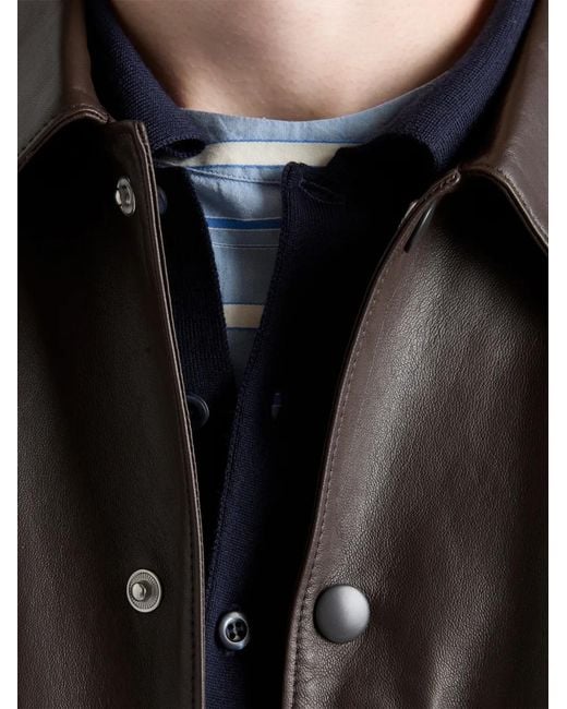 Prada Brown Nappa Leather Shirt for men