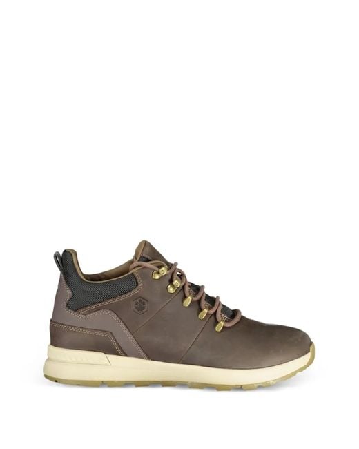 Lumberjack Brown Lace-Up Panelled Ankle Boots for men