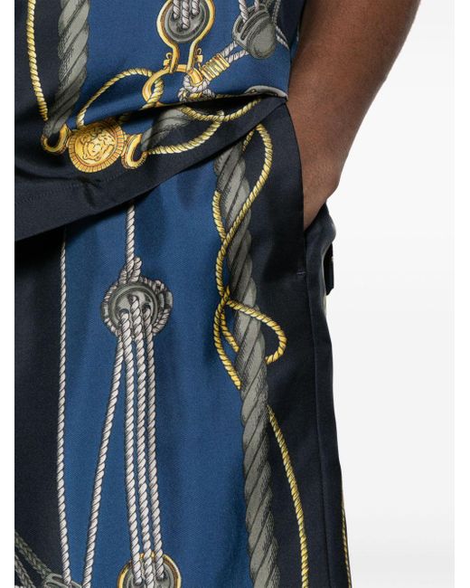 Versace Seidenshorts mit Marine-Print in Blue für Herren