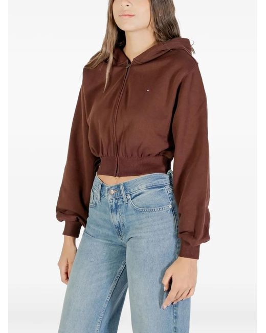 Tommy Hilfiger Red Zip-Up Cropped Hoodie