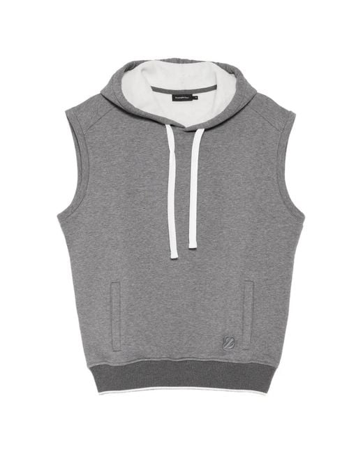 Zegna Gray Sleeveless Hoodie for men