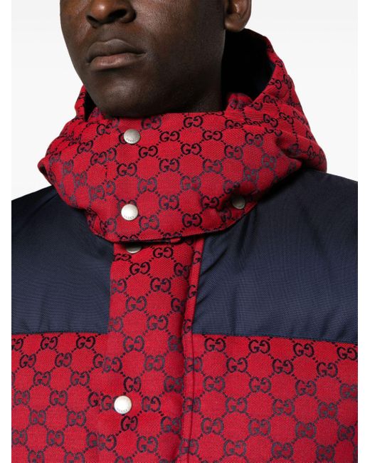 Gucci Daunenjacke aus GG Canvas in Red für Herren