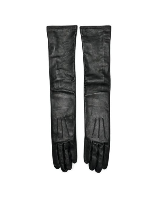 Jean Paul Gaultier Black Pintuck-Detail Leather Gloves