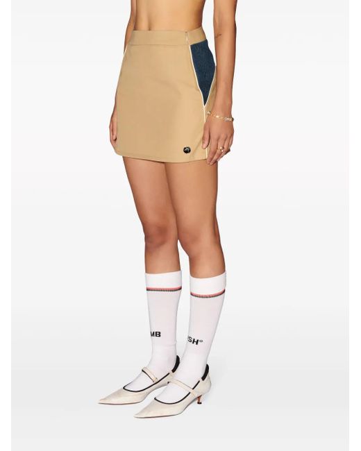 Ambush Natural Mesh-Panelled Cotton Miniskirt