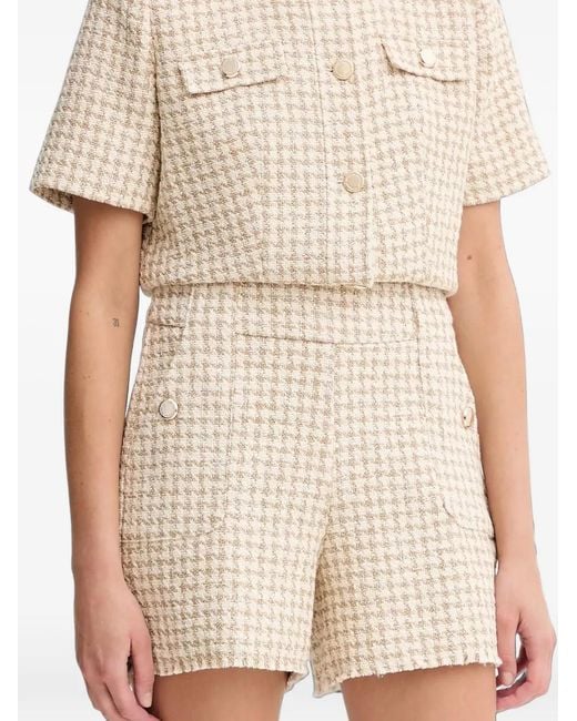 Morgan Natural Buttoned Tweed Shorts
