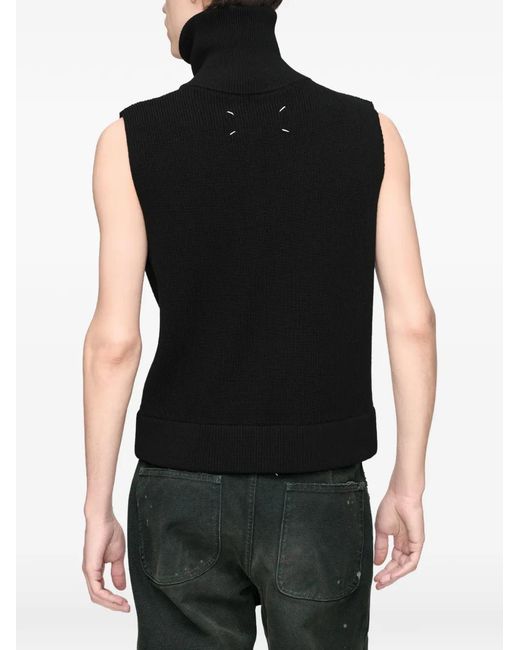 Maison Margiela Black Four Stitches Waistcoat for men
