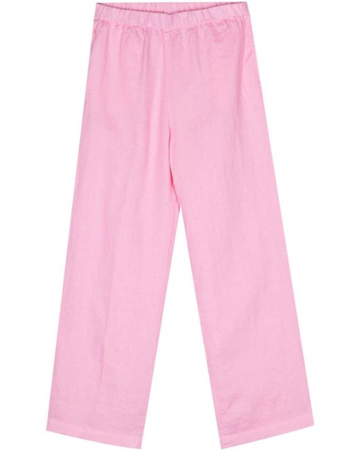 Aspesi Pink Cropped Linen Trousers