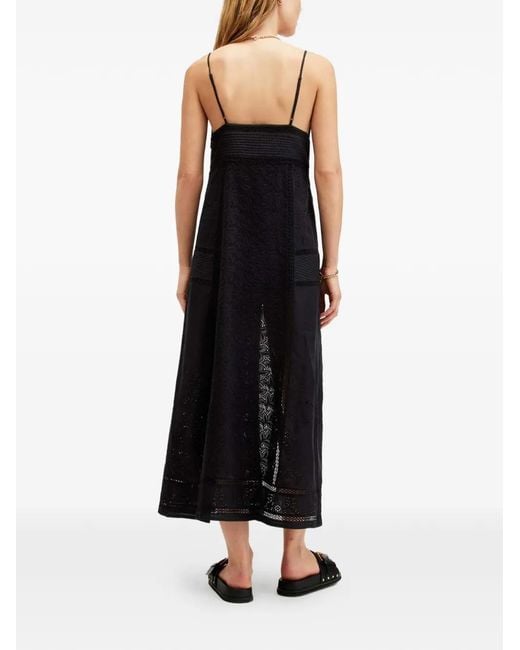 Robe Mi-Longue Dhalia À Col V AllSaints en coloris Black