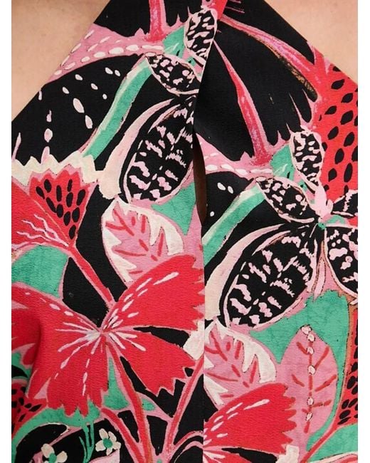 Morgan Red Halterneck Floral-Print Midi Dress