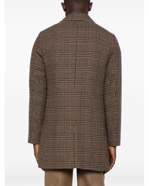 Paltò Alfredo Check-pattern Coat in Brown for Men | Lyst