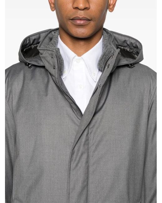 Herno Gray Medium-Length Coat With Hood for men