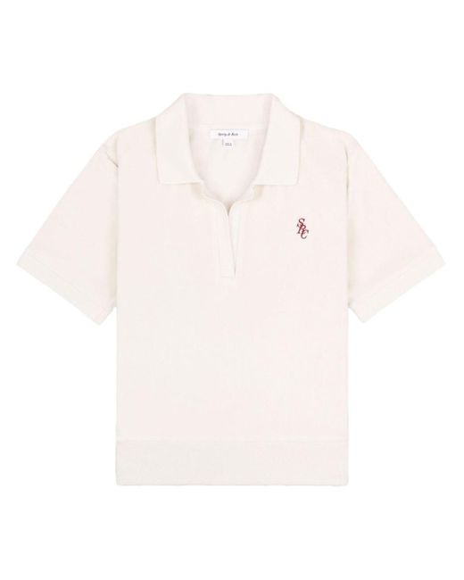 Sporty & Rich White Src Velour Cotton Polo Shirt