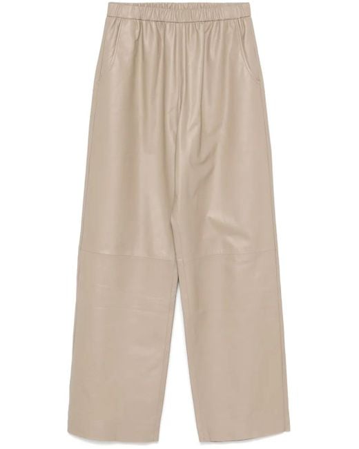 Simonetta Ravizza Natural Sheepskin Elasticated Tapered Trousers