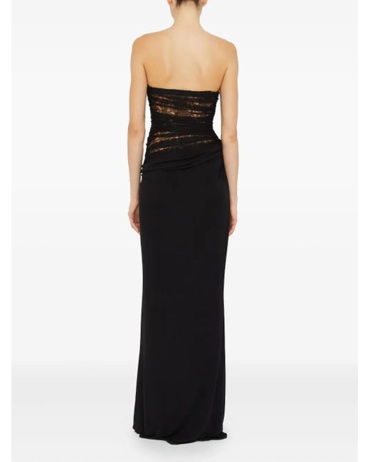 Christopher Esber Black Salacia Lace-Panelled Maxi Gown