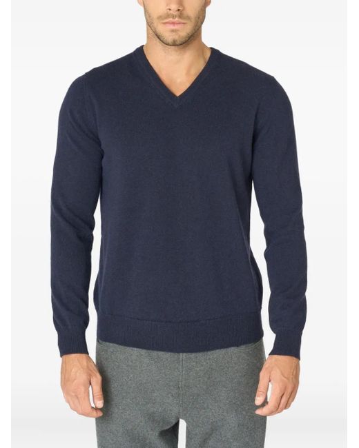 Malo Blue V-Neck Cashmere Sweater for men
