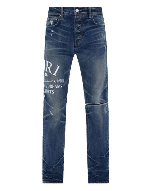 Amiri Blue Graphic-Print Jeans for men