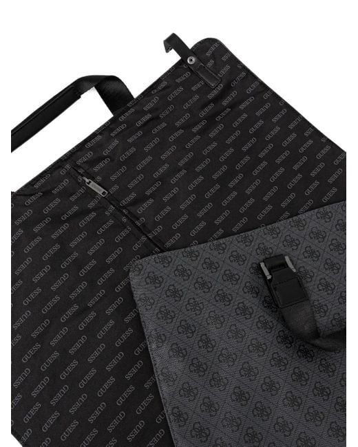 Guess Black Ibiza Monogram-Pattern Holdall for men
